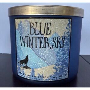 NEW Bath and Body Works Blue Winter‎ Sky 3-WICK Candle 14.5 OZ
